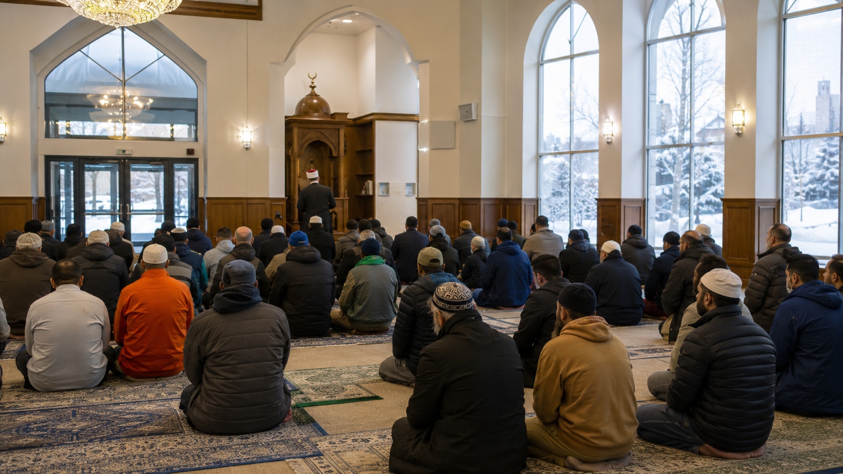 مسجد و مرکز اسلامی در کلگری کانادا در زمستان