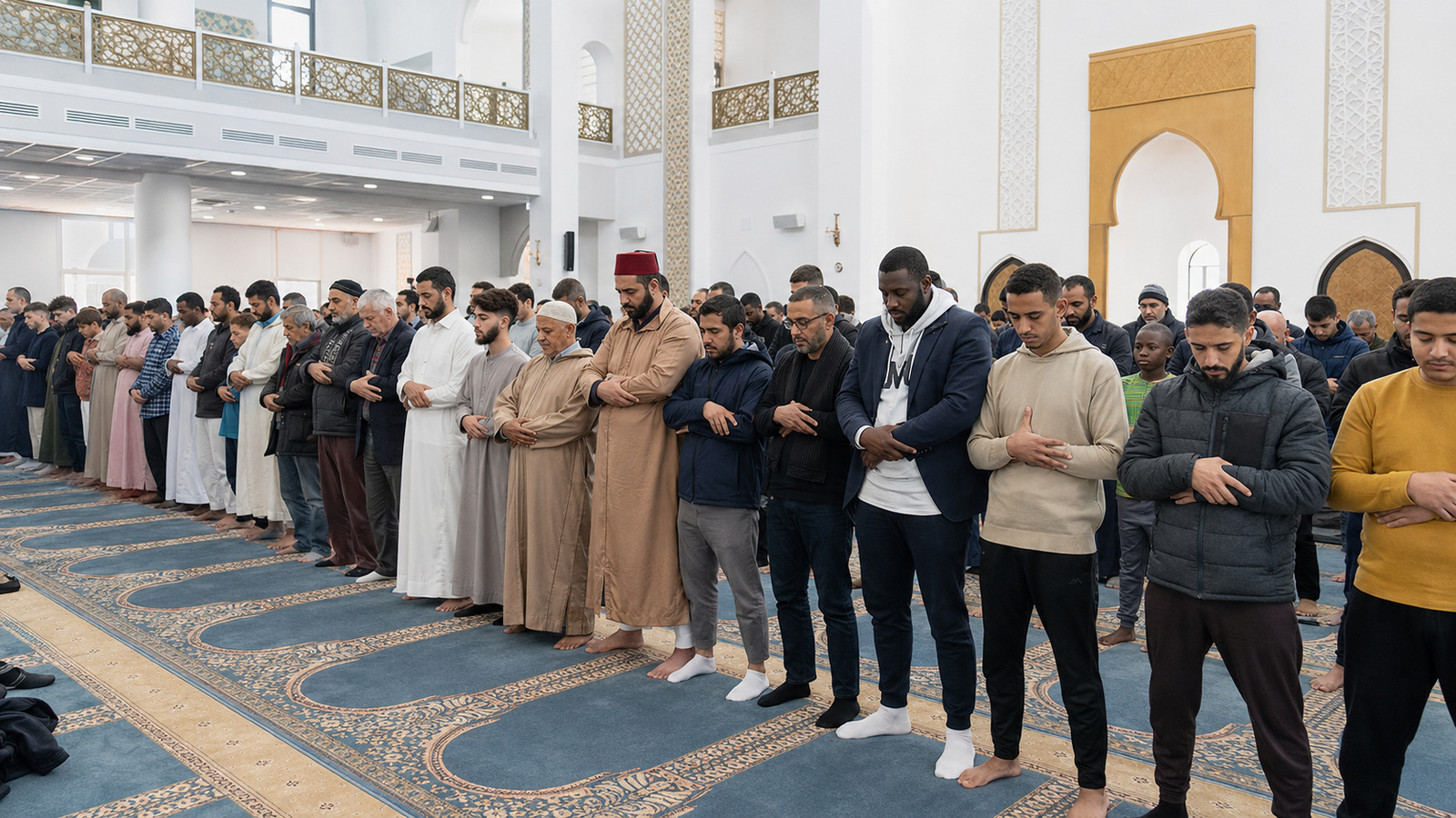 نماز جماعت در مسجد مادرید